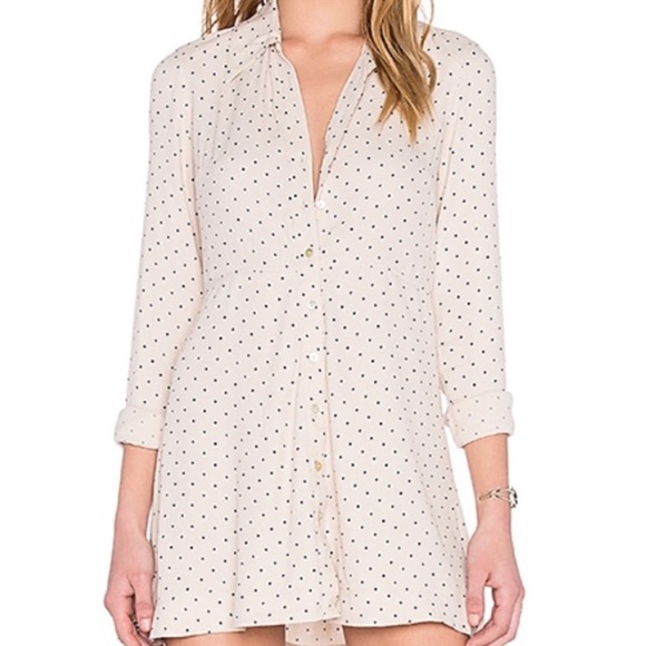 FREE PEOPLE This Town Polka Dot Button Up Tunic - Picture 1 of 5